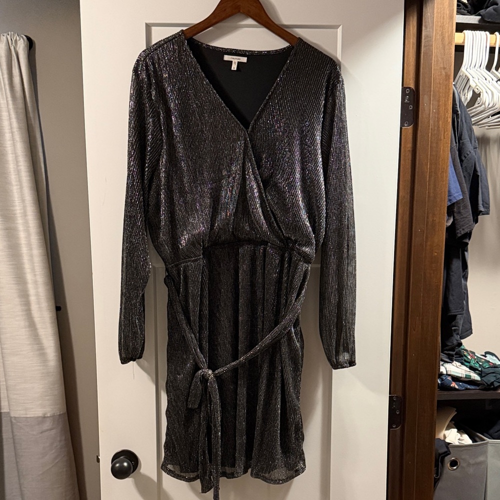 Maurices Shimmering Silver Long Sleeve Dress